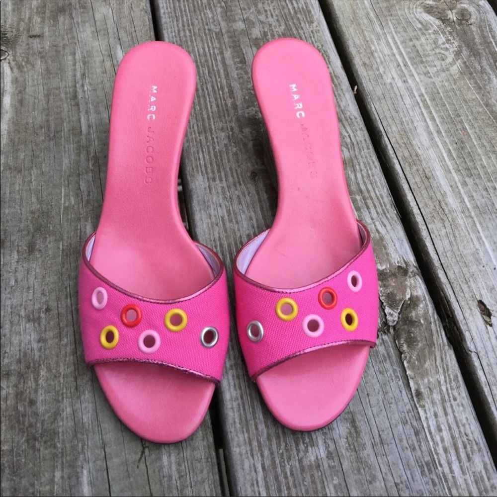 Marc Jacobs Pink/Multicolour dots Slip Ons…